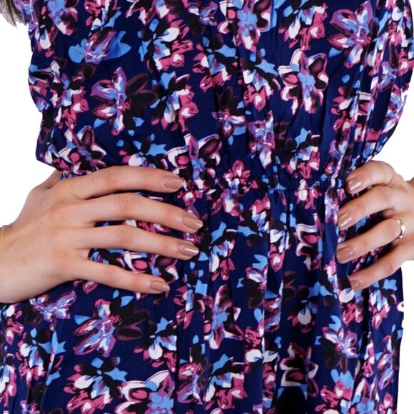 Sumer Floral Romper Shorts Strappy Back Spaghetti Straps Elastic Wais - Picture 3 of 6